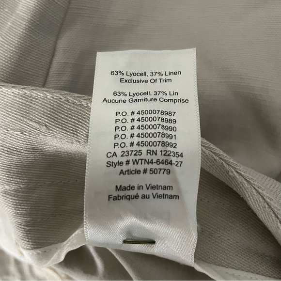 Wilfred Allant Linen Blend Crop Pant Cuff Hem Cream Size 10 - Picture 3 of 10